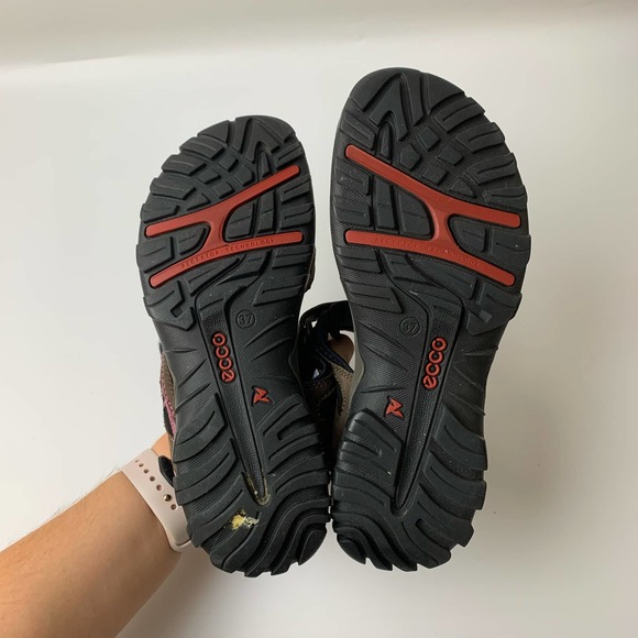 Ecco Sandals Size 37 Brown Pink Arch Support Anatomical Wave Footbed - Picture 5 of 11